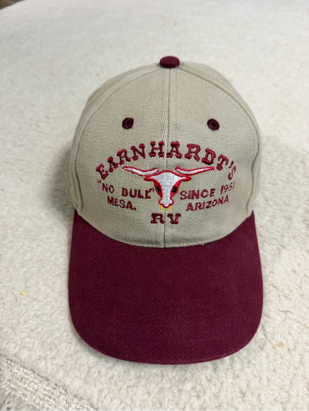 Earnhardt's RV Beige and Burgundy Embroidered Cap Hat